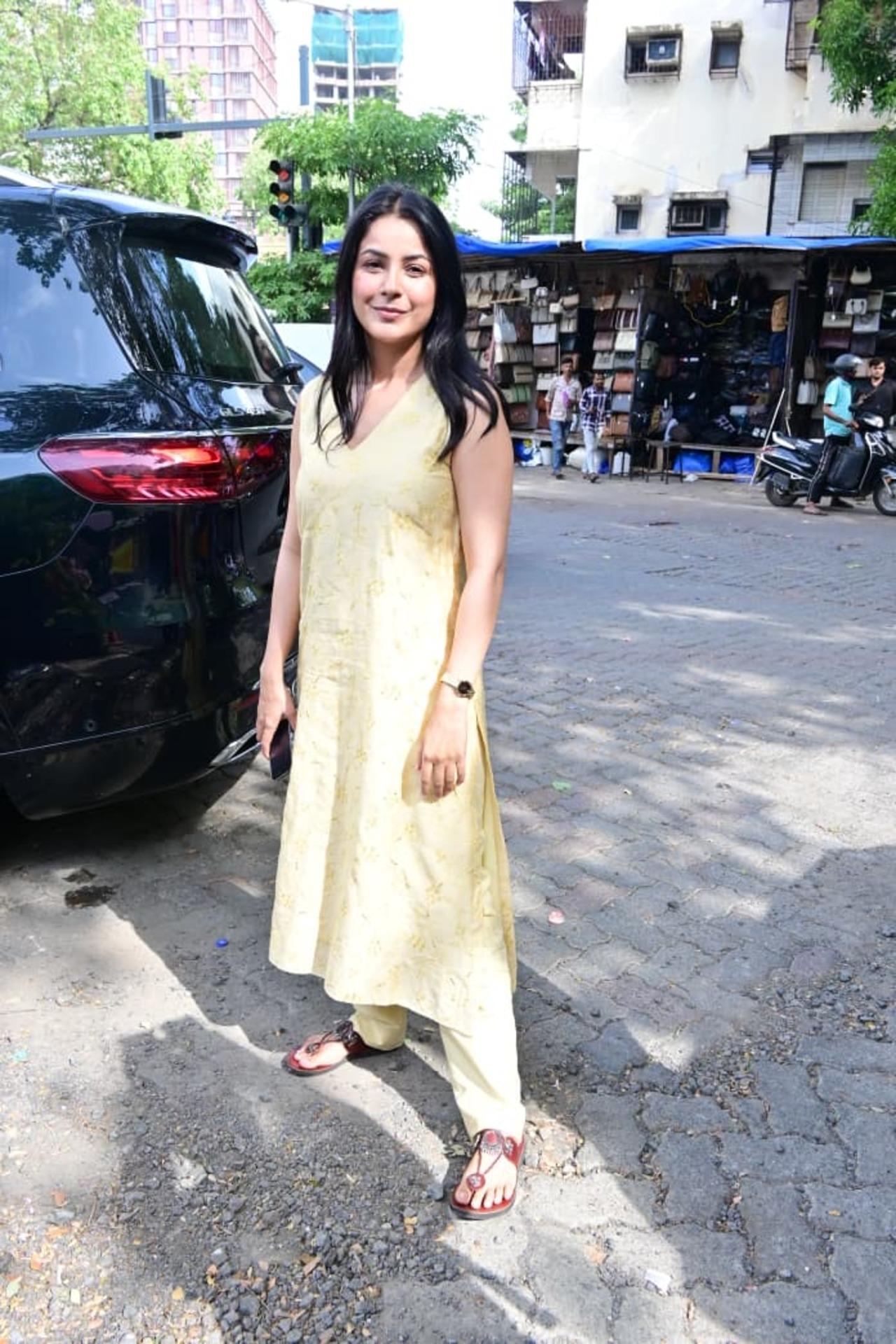 Shehnaaz Gill was seen stepping out in the city on Monday morning.